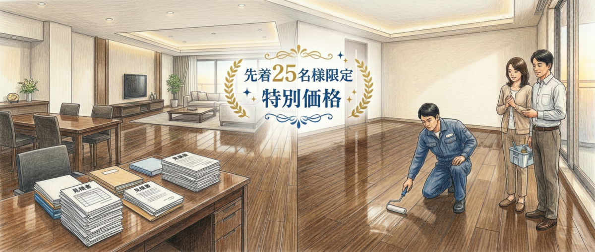 先着25名様限定の新築マンション対象物件フロアコーティング特別キャンペーンのイメージ