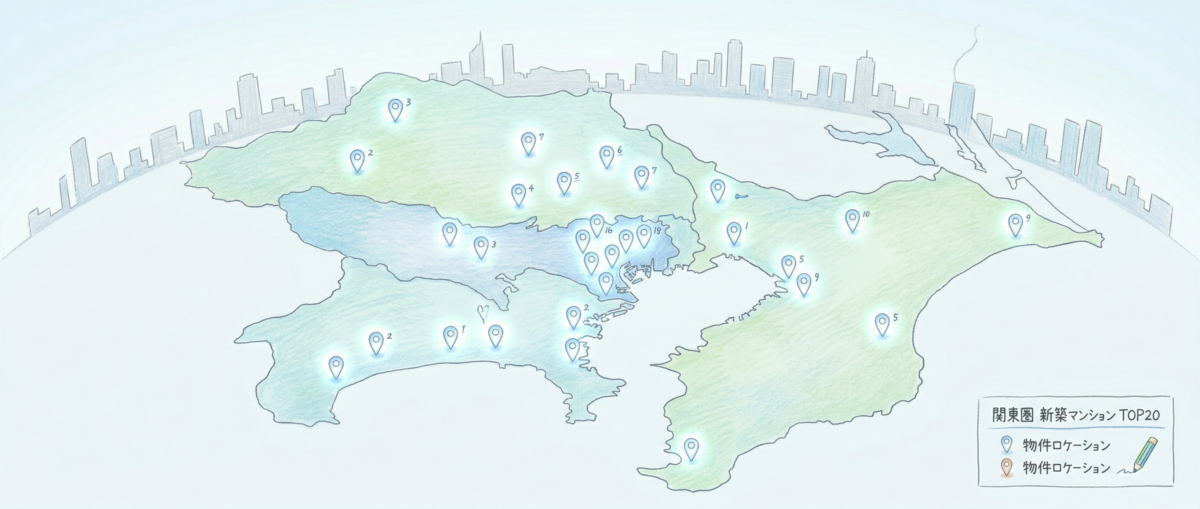 関東圏2026年新築マンションキャンペーン対象20物件の地域イメージ