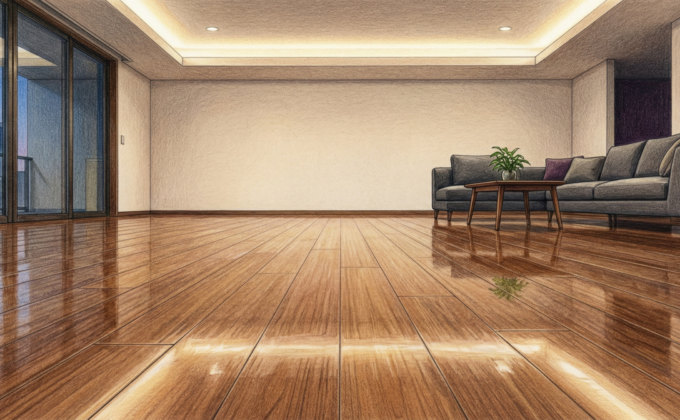 フロアコートプロが福岡で施工したフローリングコーティングの仕上がり