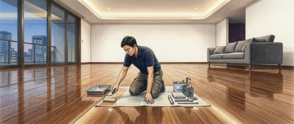 フローリングコーティング4種類の特徴を示すイメージ