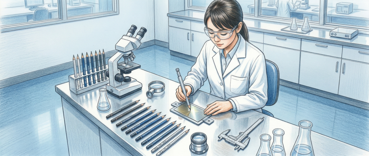 JIS K 5600-5-4に基づくフロアコーティングの引っかき硬度試験の様子