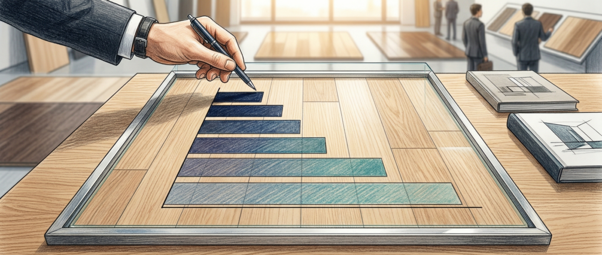 M&M取り扱い全6種フロアコーティングの耐摩耗性試験結果を比較した棒グラフ