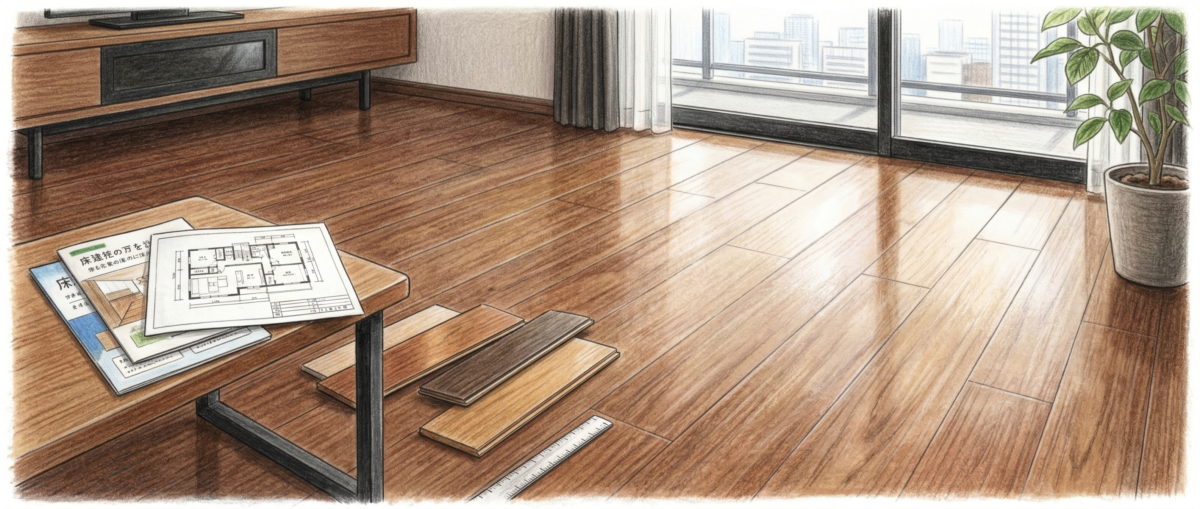 マンション フロアコーティングと防音シートを組み合わせた騒音対策イラスト