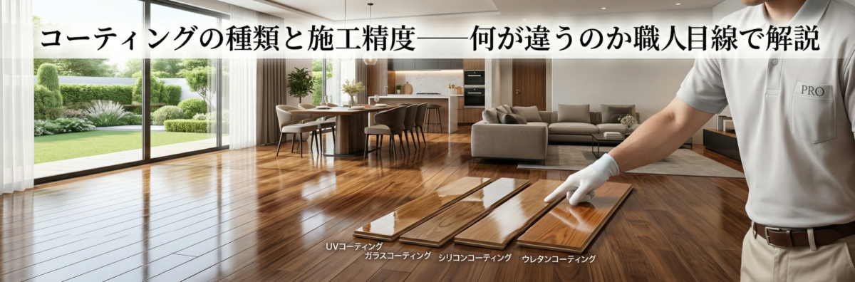 フロアコーティングの種類と施工精度を職人が解説する、ツヤのある高級フローリングの画像