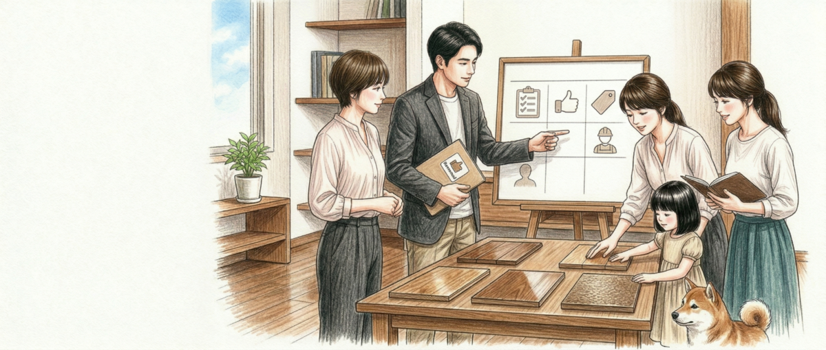 プロの職人がフローリングコーティングを丁寧に施工している様子