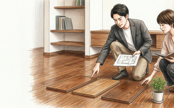 フローリングコーティングを施工した美しいリビングの床