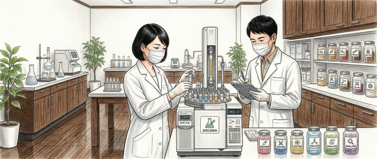 食品衛生法規格試験の検体を分析する公的試験機関のラボのイメージ