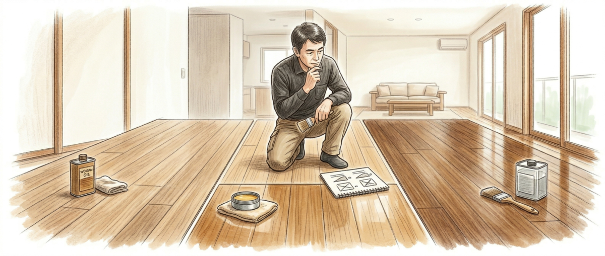 オーク・ウォールナット・パインなど樹種別の無垢フローリング素材サンプルの比較