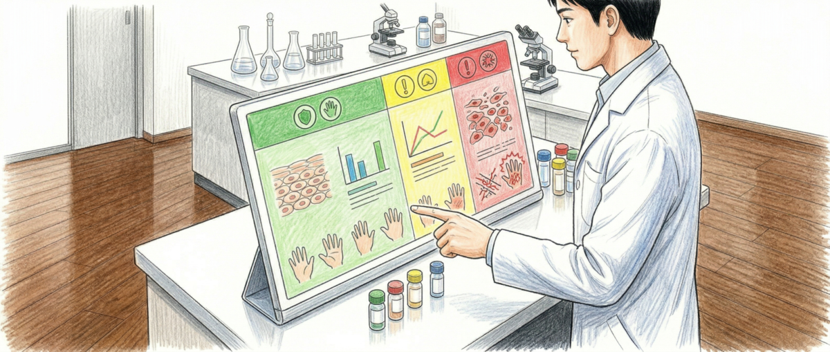 フロアコーティングの安全性評価基準を示すイメージ