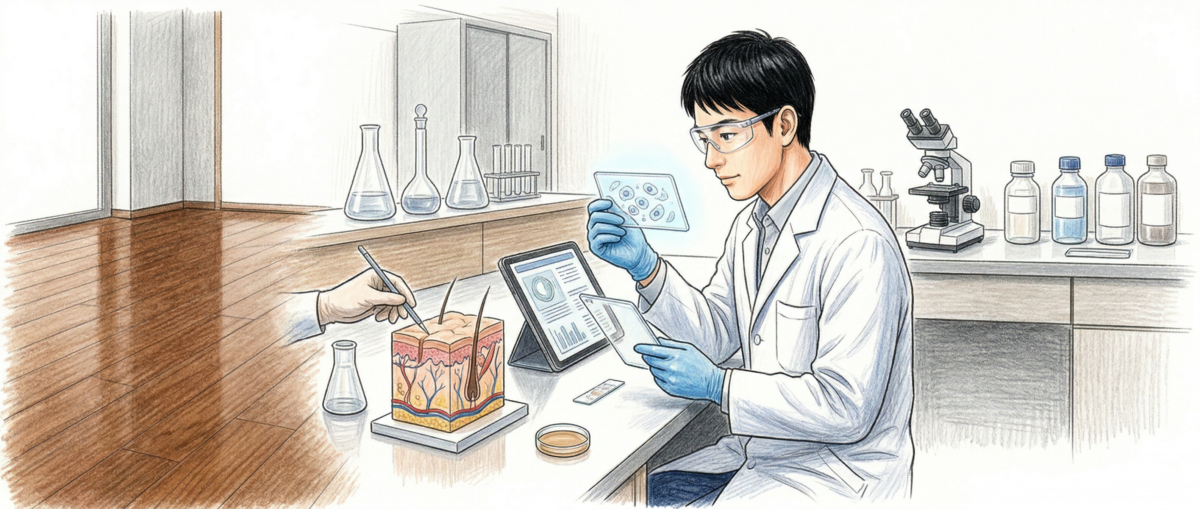 皮膚刺激性試験を実施している研究室のイメージ