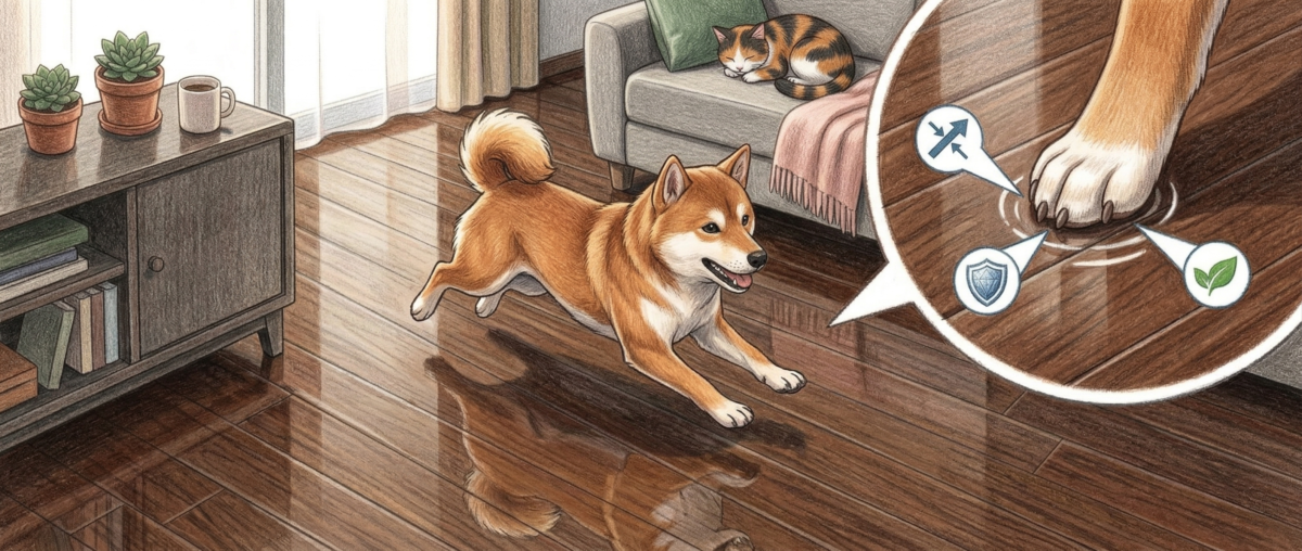 JIS規格試験結果表でフロアコーティングの耐傷性・耐摩耗性を確認するイメージ