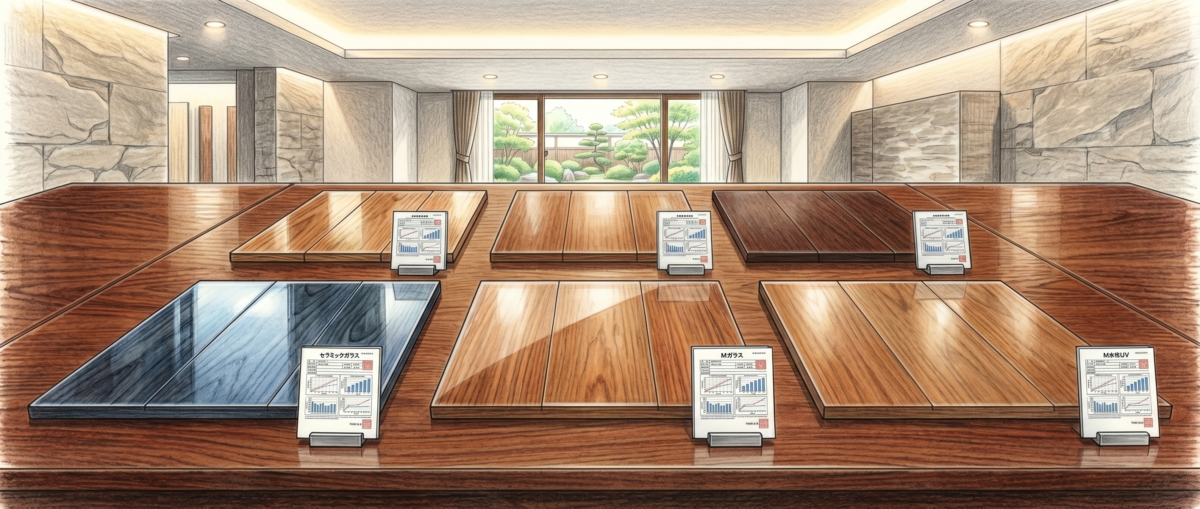 フロアコートプロ全6種フロアコーティングの促進耐候性能試験実測データ開示のイメージ