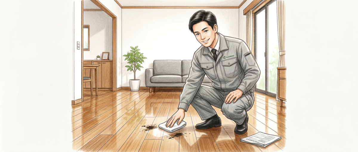 フロアコーティングの耐防汚性評価試験の概要を示した説明図