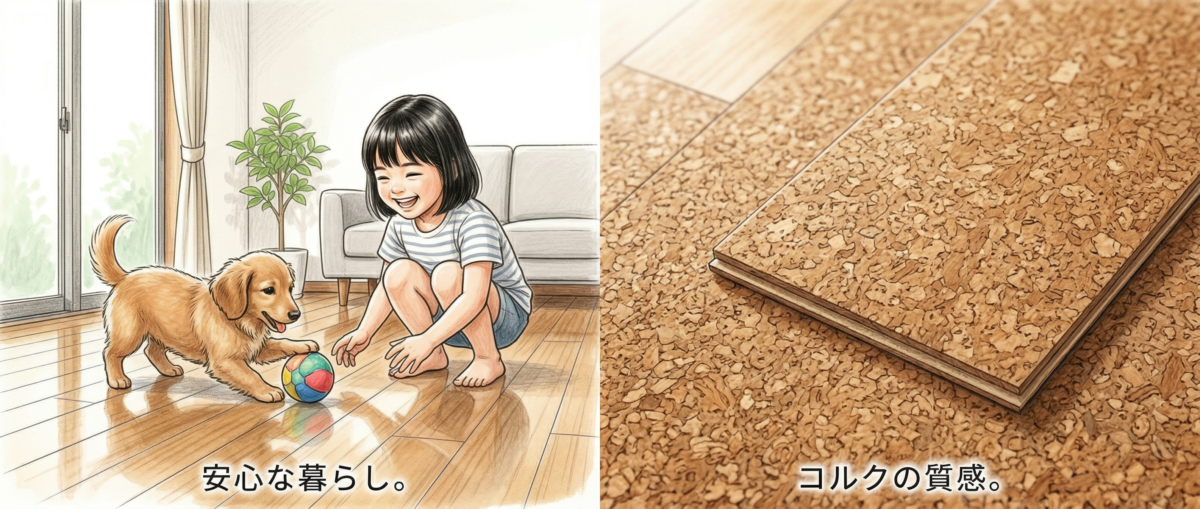 耐防汚性フロアコーティングが向くケースと向かないケースを示すチェックリスト図解