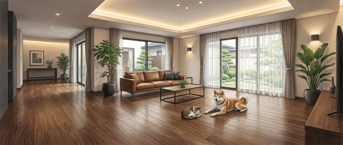 ペットの床に関するよくある疑問を解決する上質な住空間のイメージ